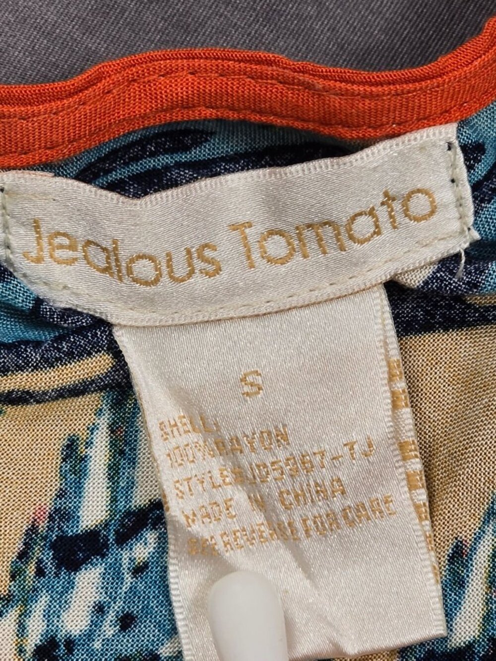 Jealous Tomato Yellow & Blue Boho Feathers Floral Handkerchief Dress Sundress S - Picture 2 of 3